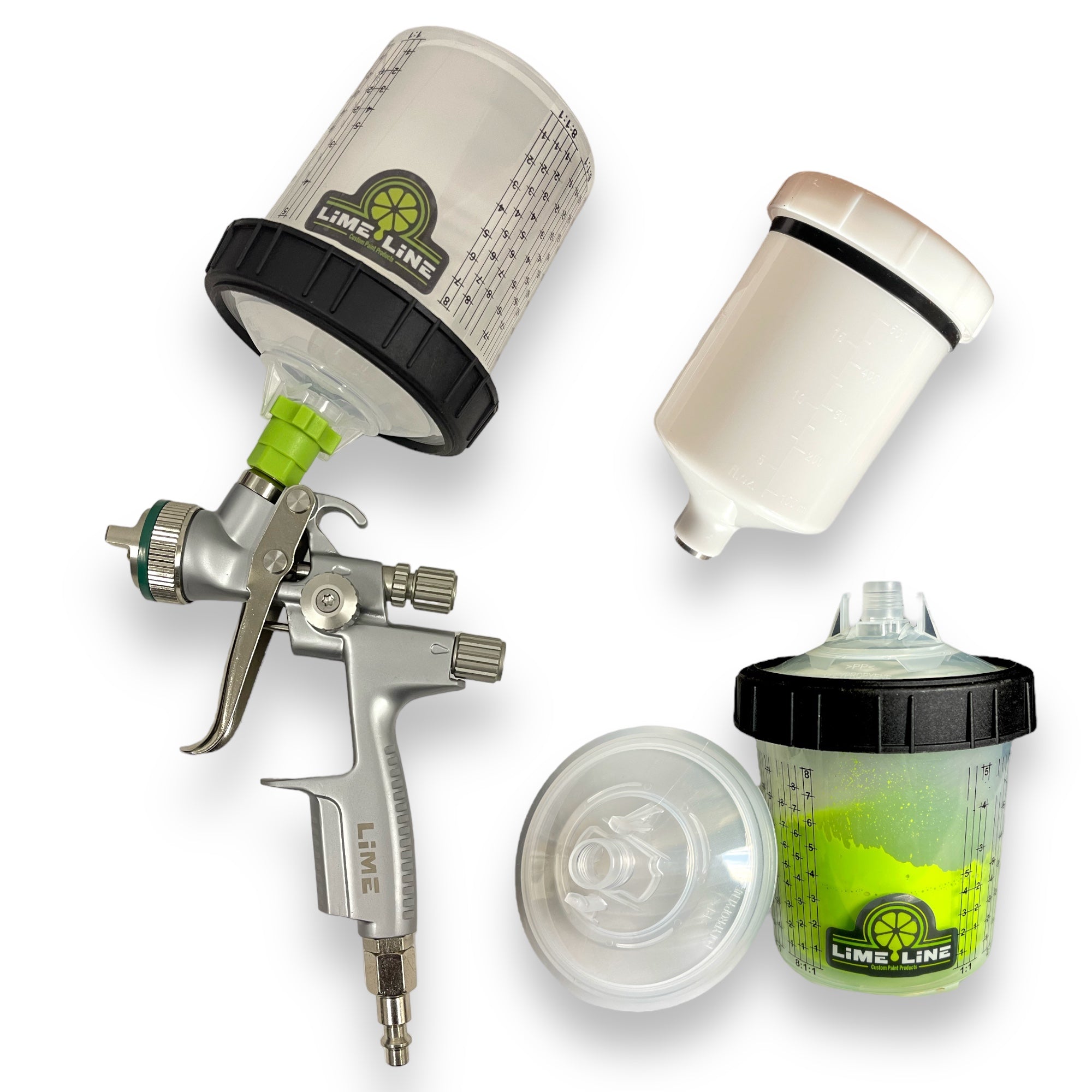 20 oz LiME LiNERS Disposable Paint Spray Gun Cup Liners and Lid System