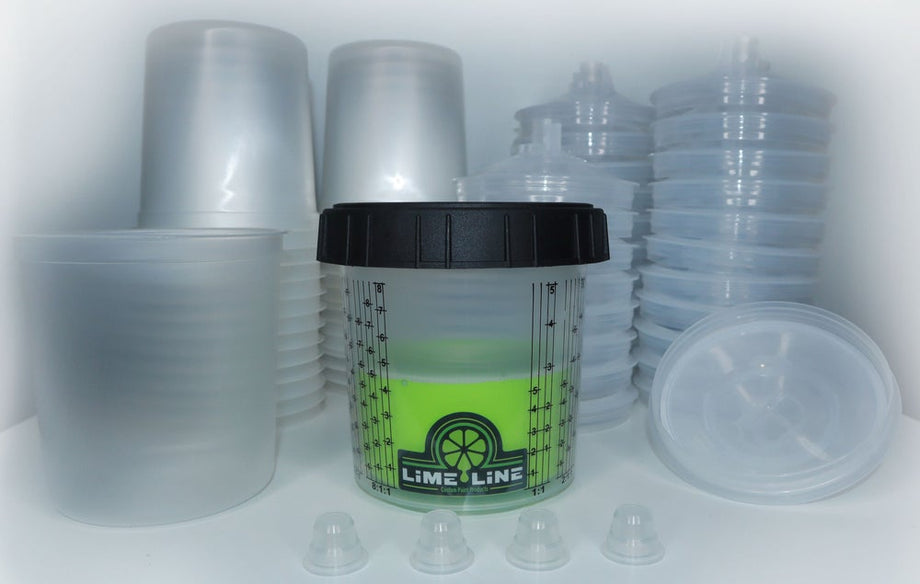 20 oz LiME LiNERS Disposable Paint Spray Gun Cup Liners and Lid System –  LiME LiNE Paint Supply